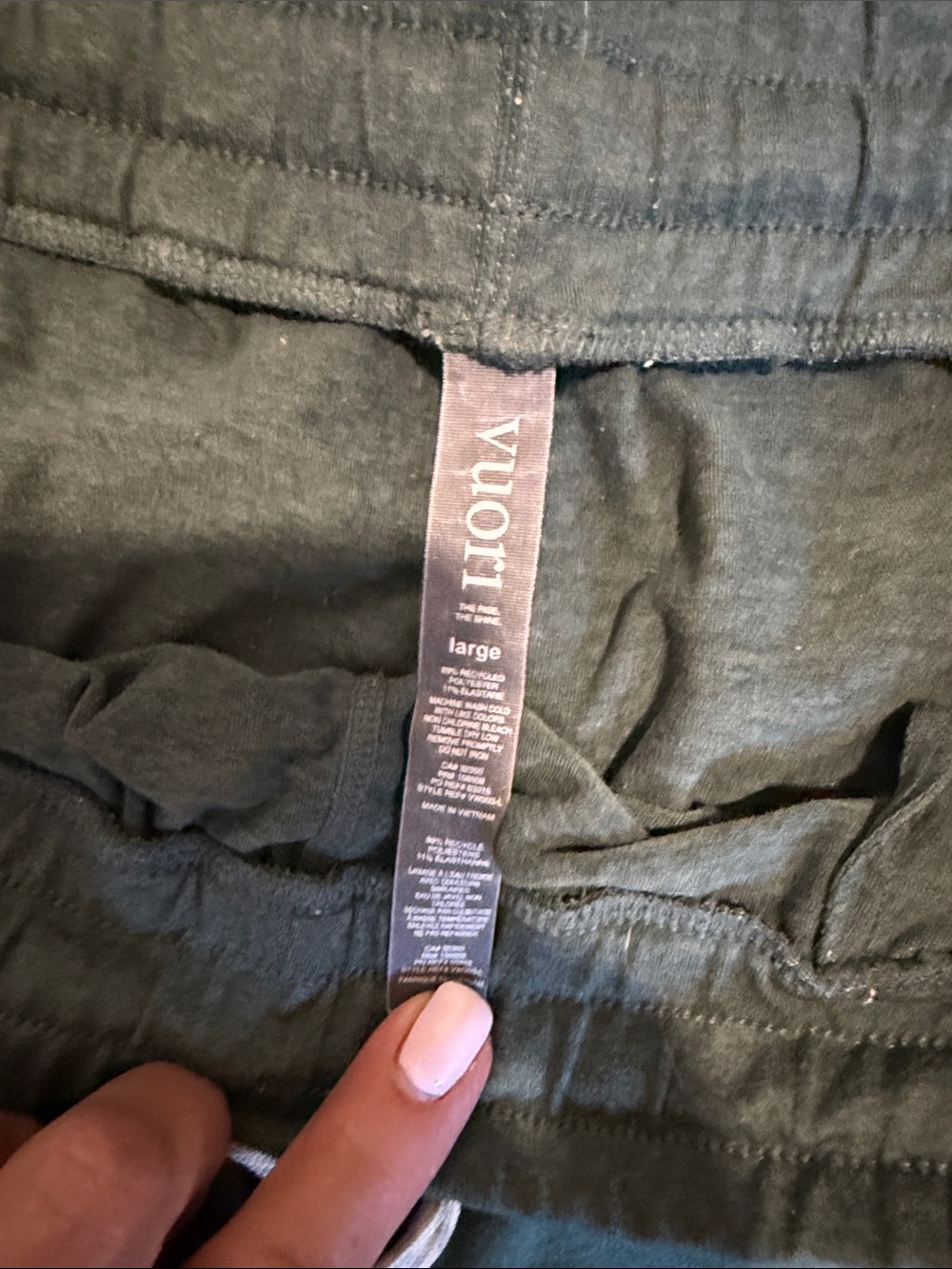 Vuori Men's Olive Green Jogger Sweatpants with Drawstring size large - Picture 3 of 4